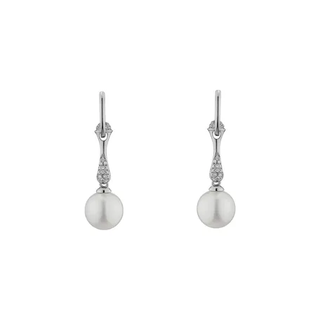 Diamond earrings with Pearl Alastia