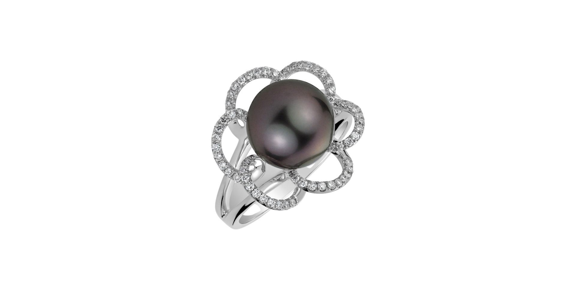 Diamond ring with Pearl Elegant Coast
