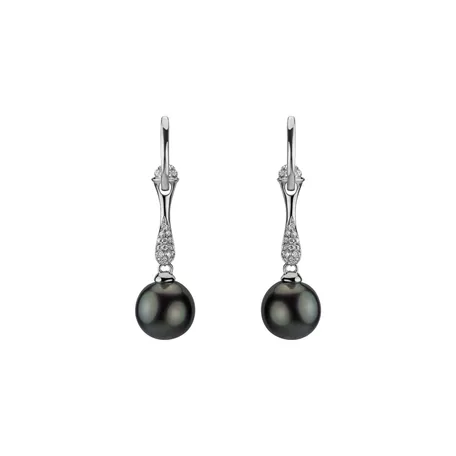 Diamond earrings with Pearl Alastia