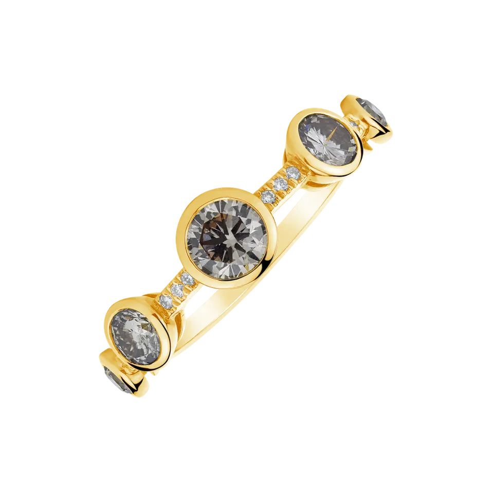 Ring with brown and white diamonds Galaxy of Passion