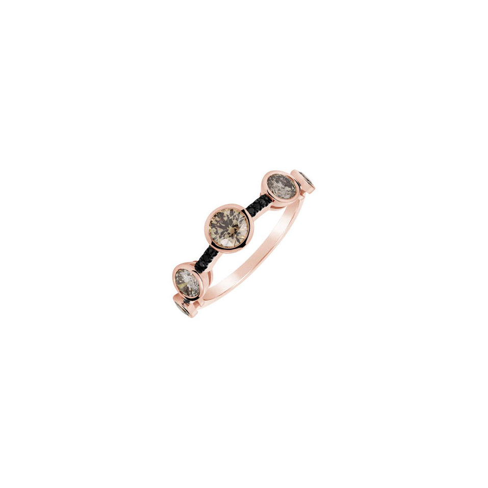 Ring with brown and black diamonds Galaxy of Passion