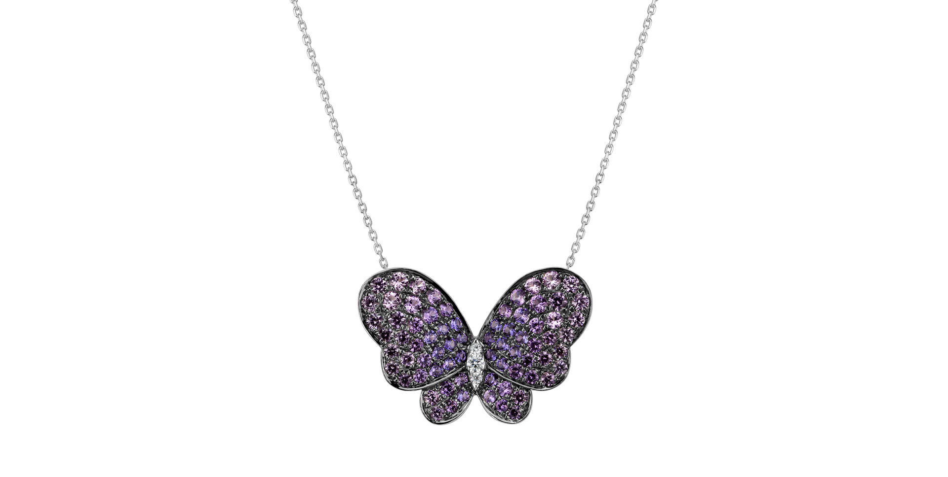 Diamond necklace with Sapphire Heavenly Butterfly