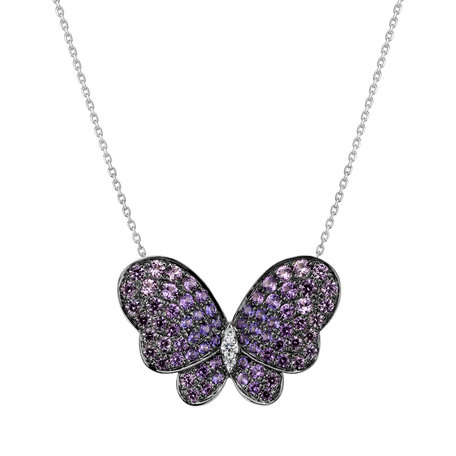 Diamond necklace with Sapphire Heavenly Butterfly