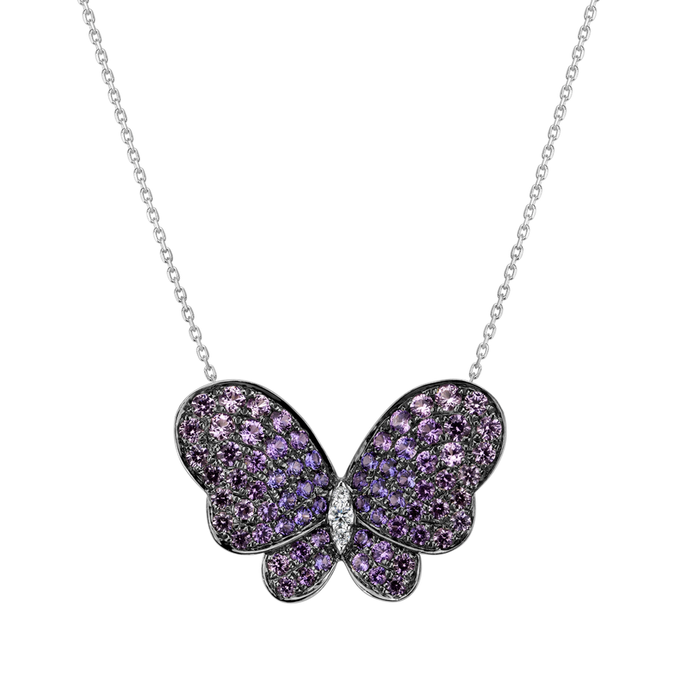 Diamond necklace with Sapphire Heavenly Butterfly