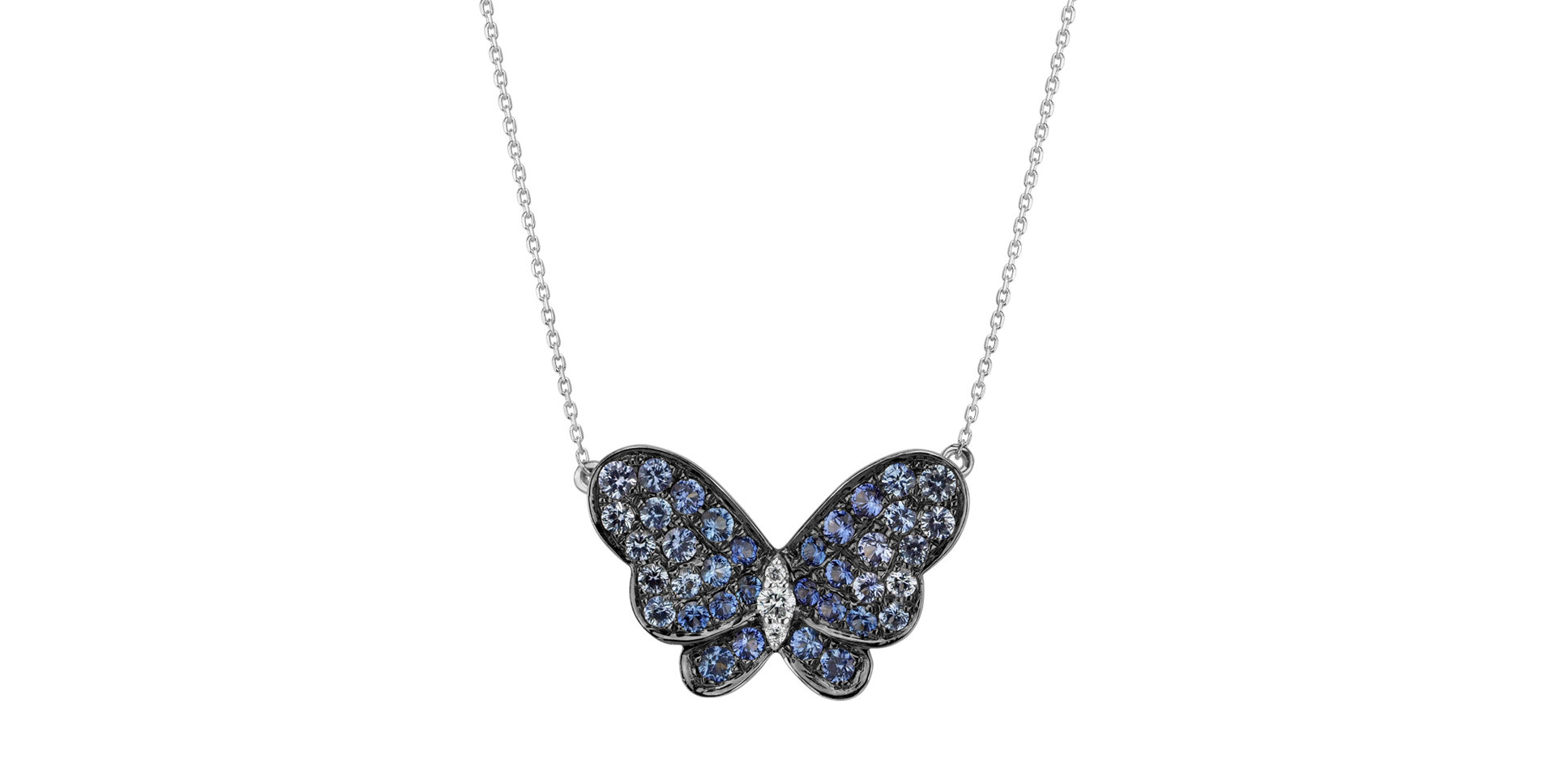 Diamond necklace with Sapphire Divine Butterfly