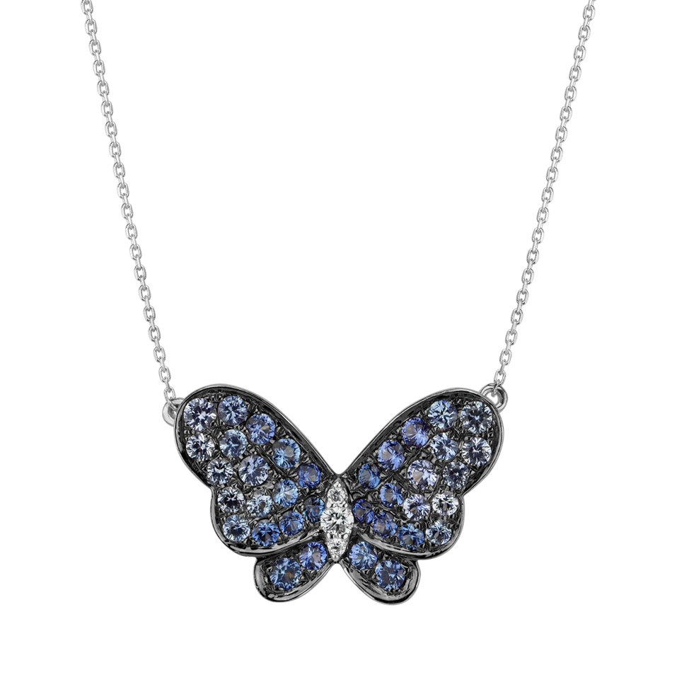 Diamond necklace with Sapphire Divine Butterfly