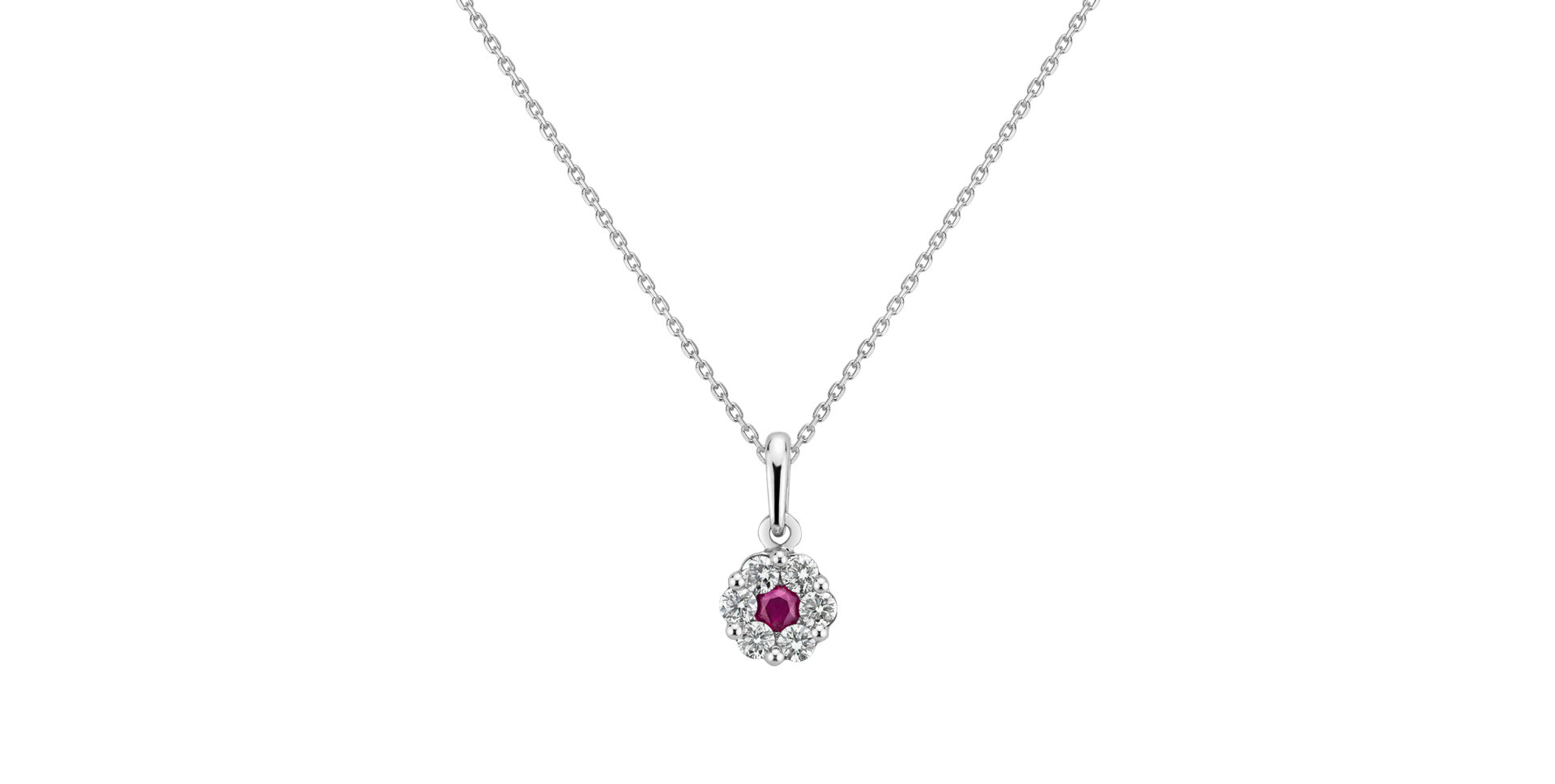 Diamond pendant with Ruby Midnight Tear