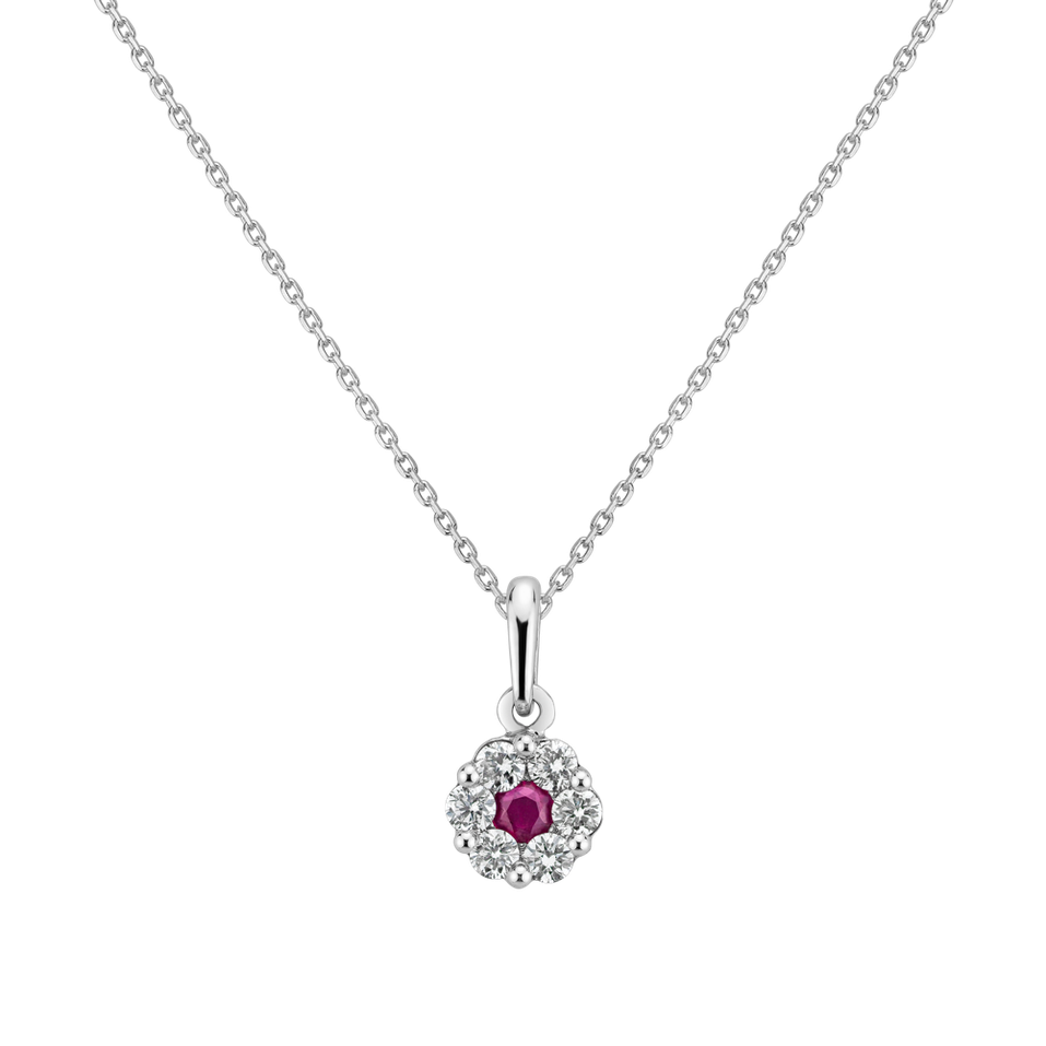 Diamond pendant with Ruby Midnight Tear