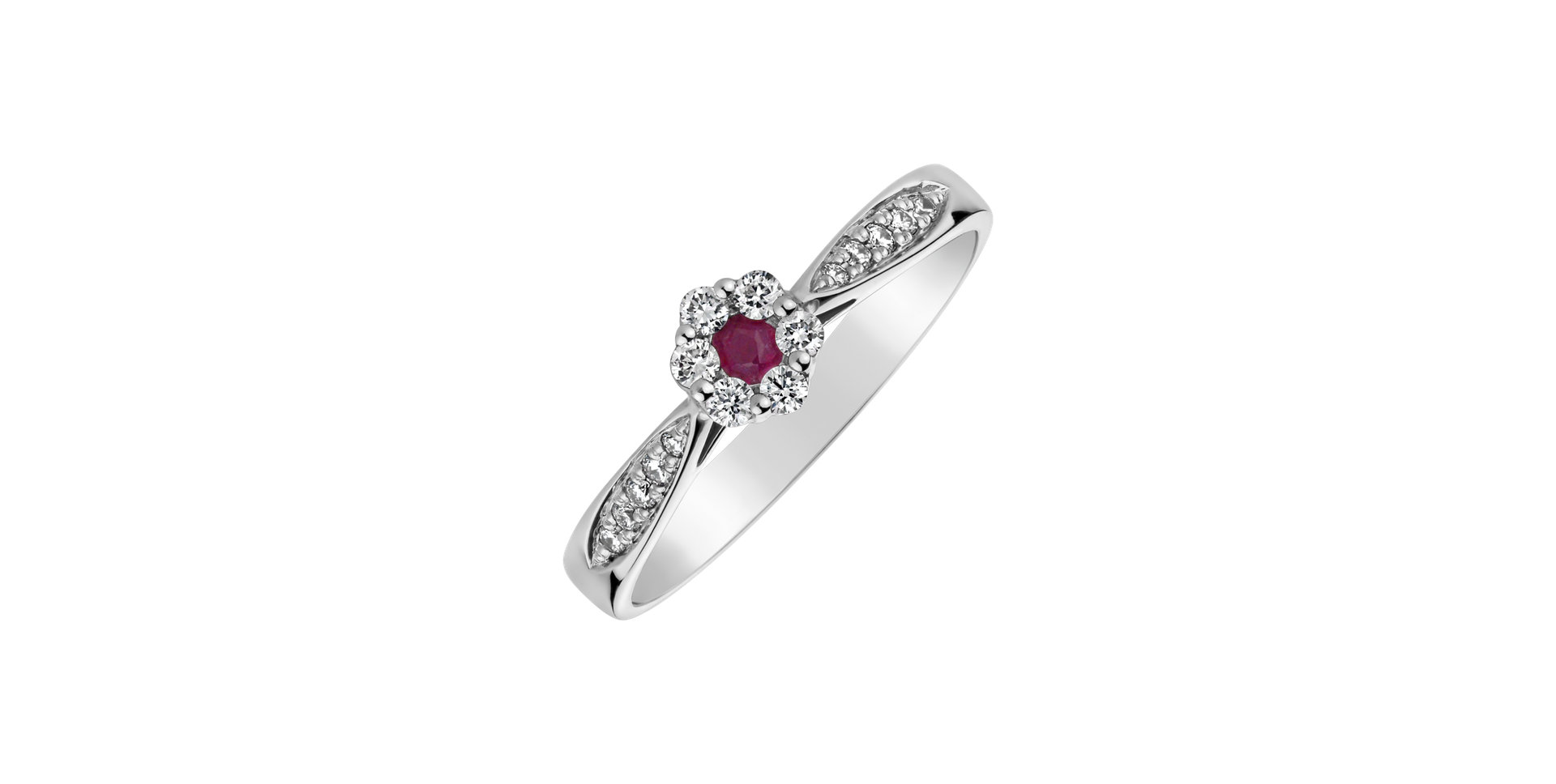 Diamond ring with Ruby Midnight Charm