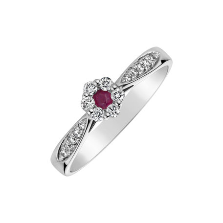 Diamond ring with Ruby Midnight Charm