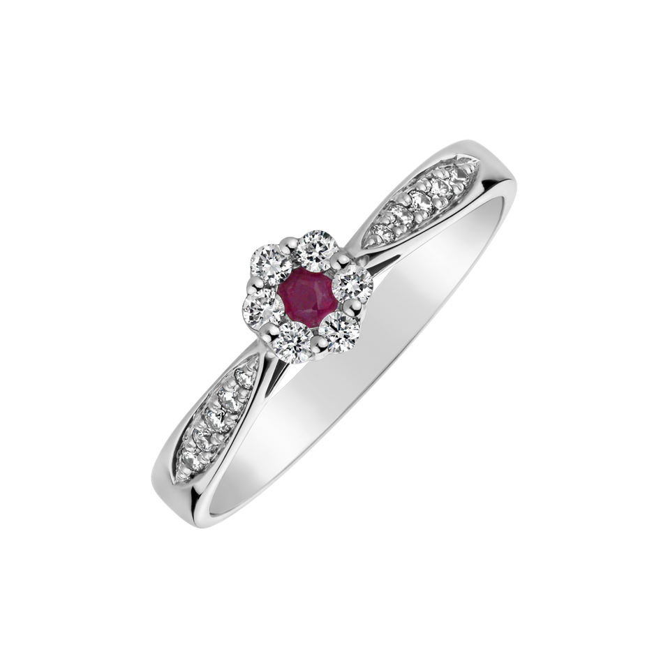 Diamond ring with Ruby Midnight Charm