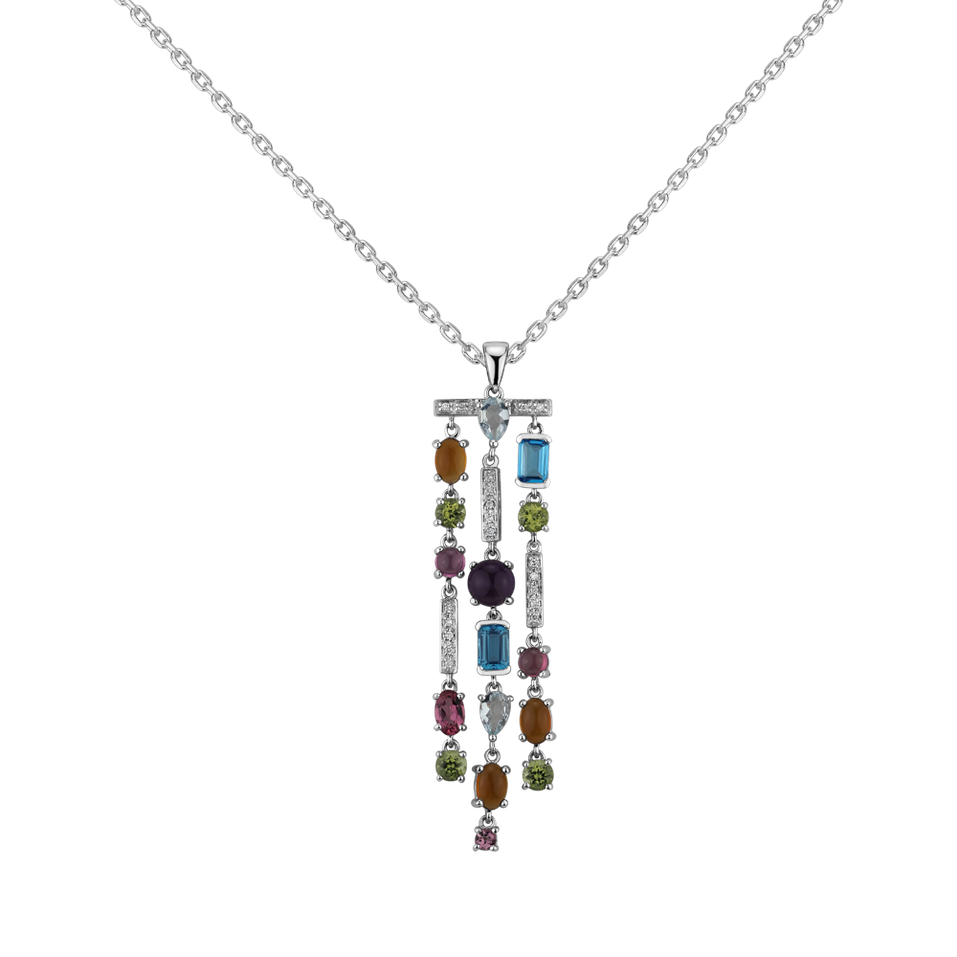 Diamond pendant with gemstones Lavani