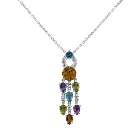 Diamond pendant with gemstones Multicolour Passion
