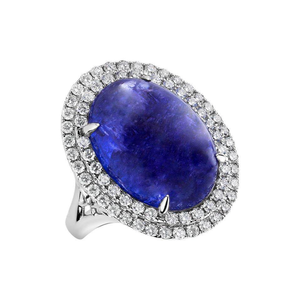 Diamond ring with Tanzanite Mephisto Heart