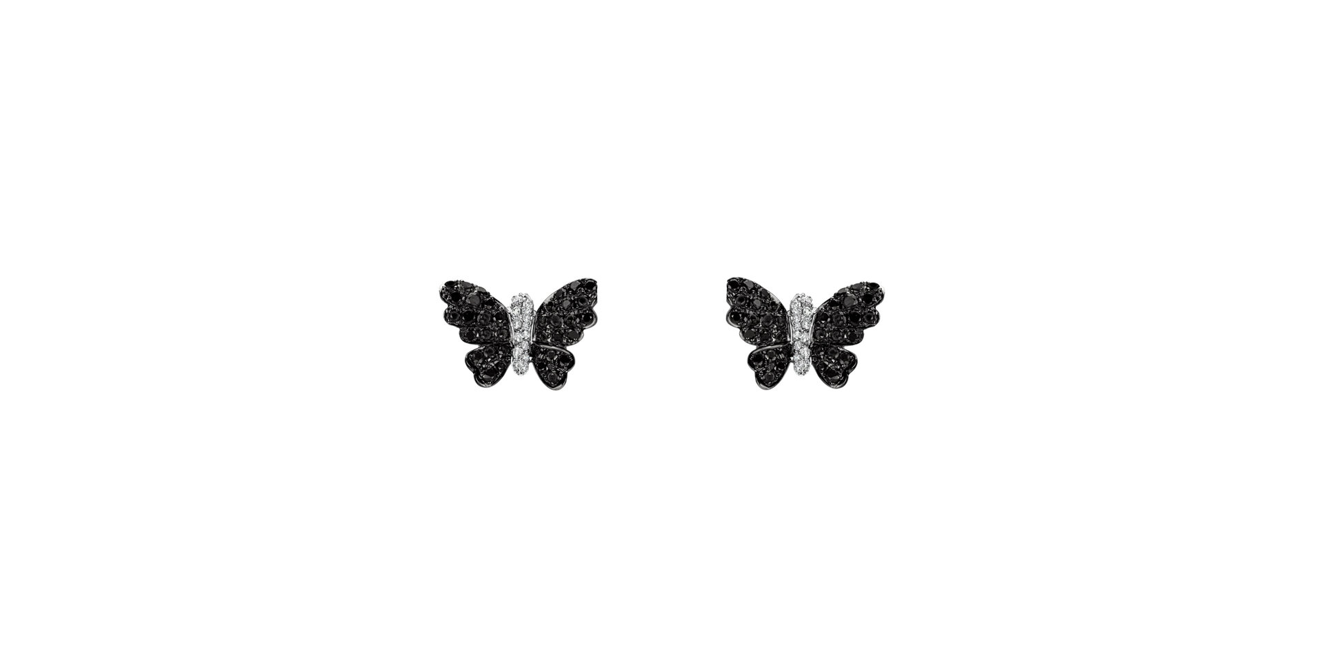 Earrings with black and white diamonds Butterfly Message