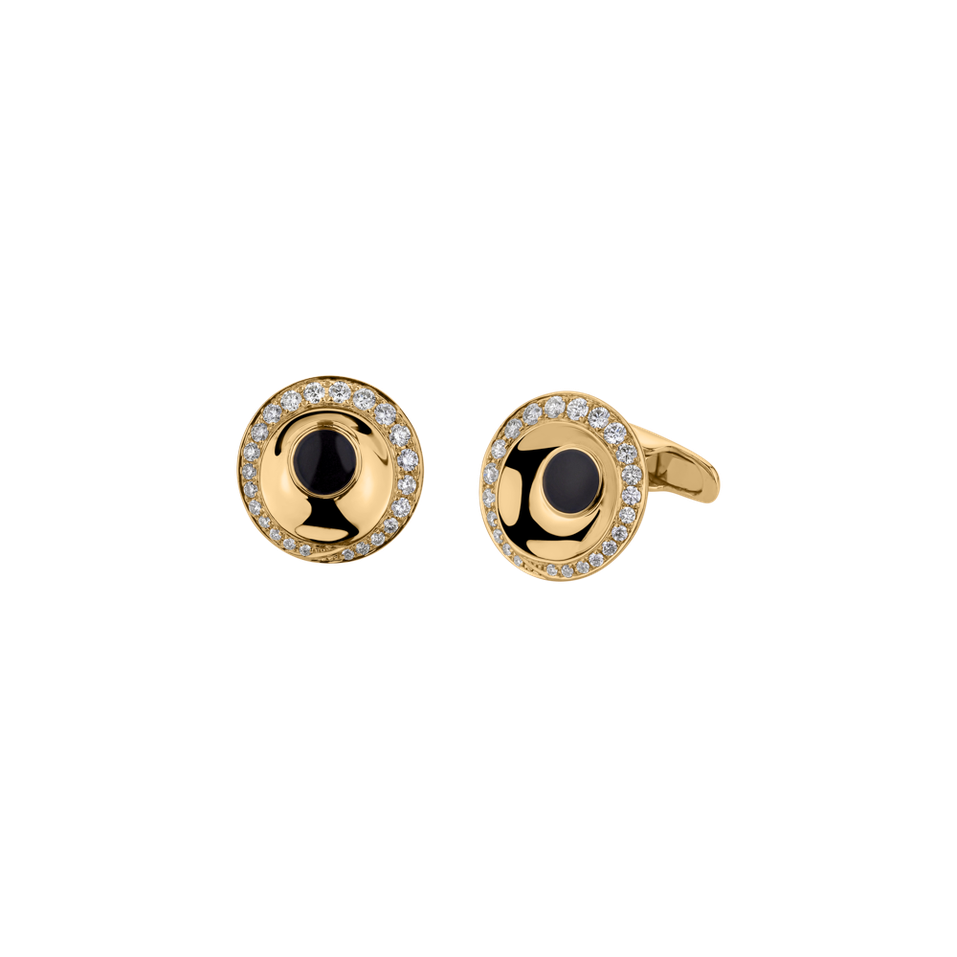 Diamond cufflinks with Enamel Dragon Eyes