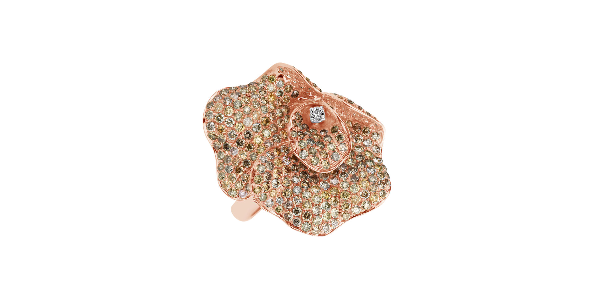 Ring with brown diamonds Czarina Flower