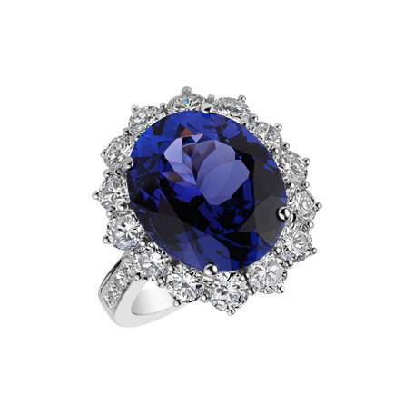 Diamond ring with Tanzanite Ocean Countess