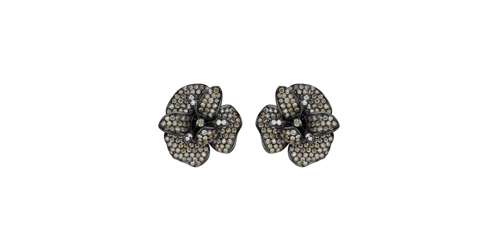 Earrings with brown and white diamonds Diabolical Flower
