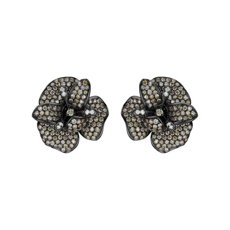 Earrings with brown and white diamonds Diabolical Flower