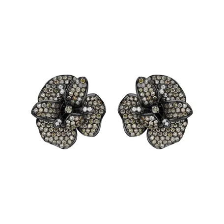 Earrings with brown and white diamonds Diabolical Flower