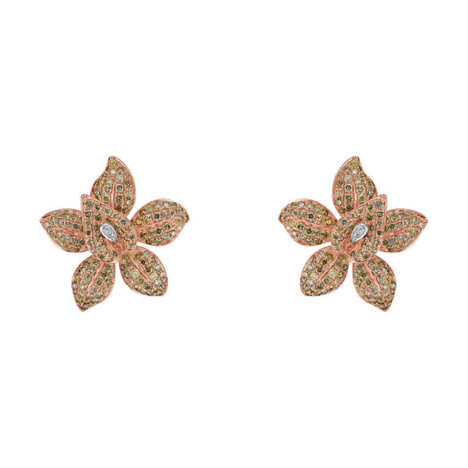 Earrings with brown and white diamonds Sinful Orchid