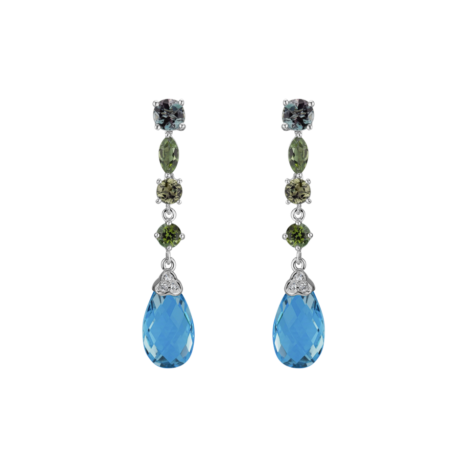 Diamond earrings, Topaz and Tourmalíne Heaven Rain