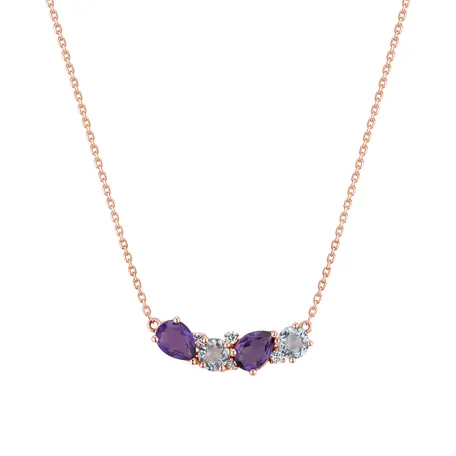 Diamond necklace with Amethyst and Topaz Celestial Mystery