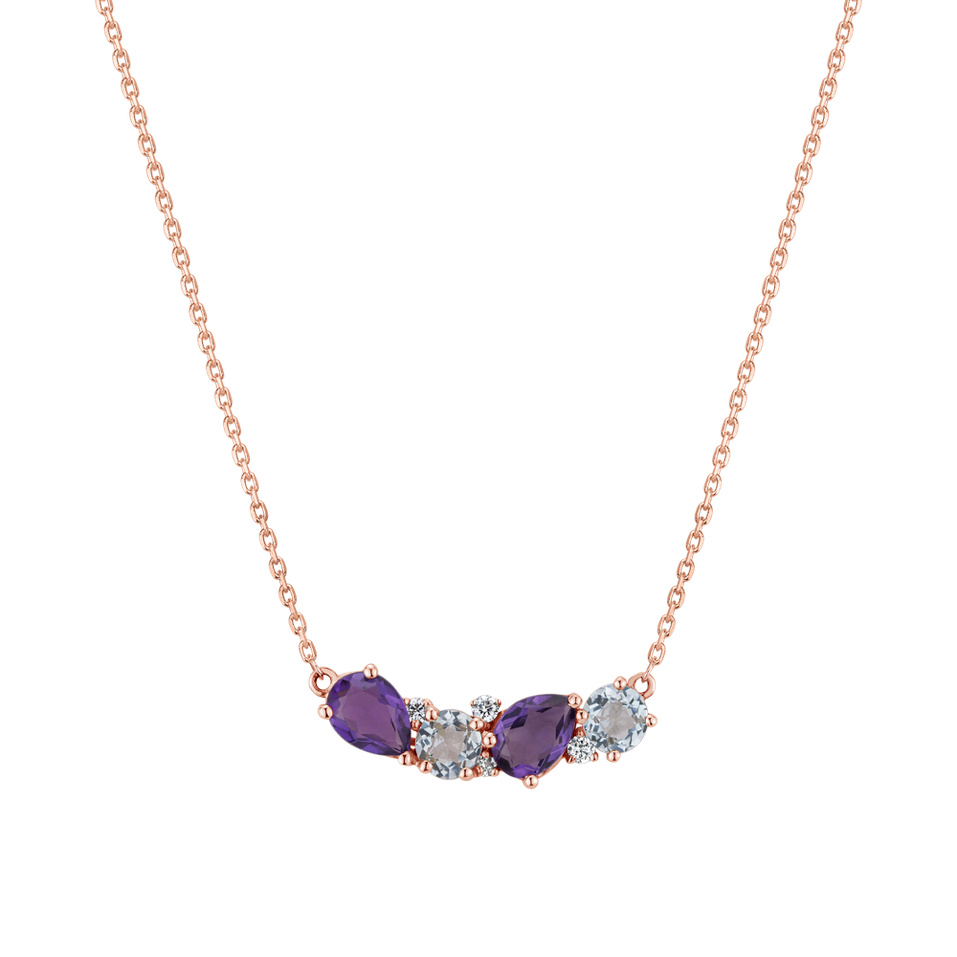 Diamond necklace with Amethyst and Topaz Celestial Mystery