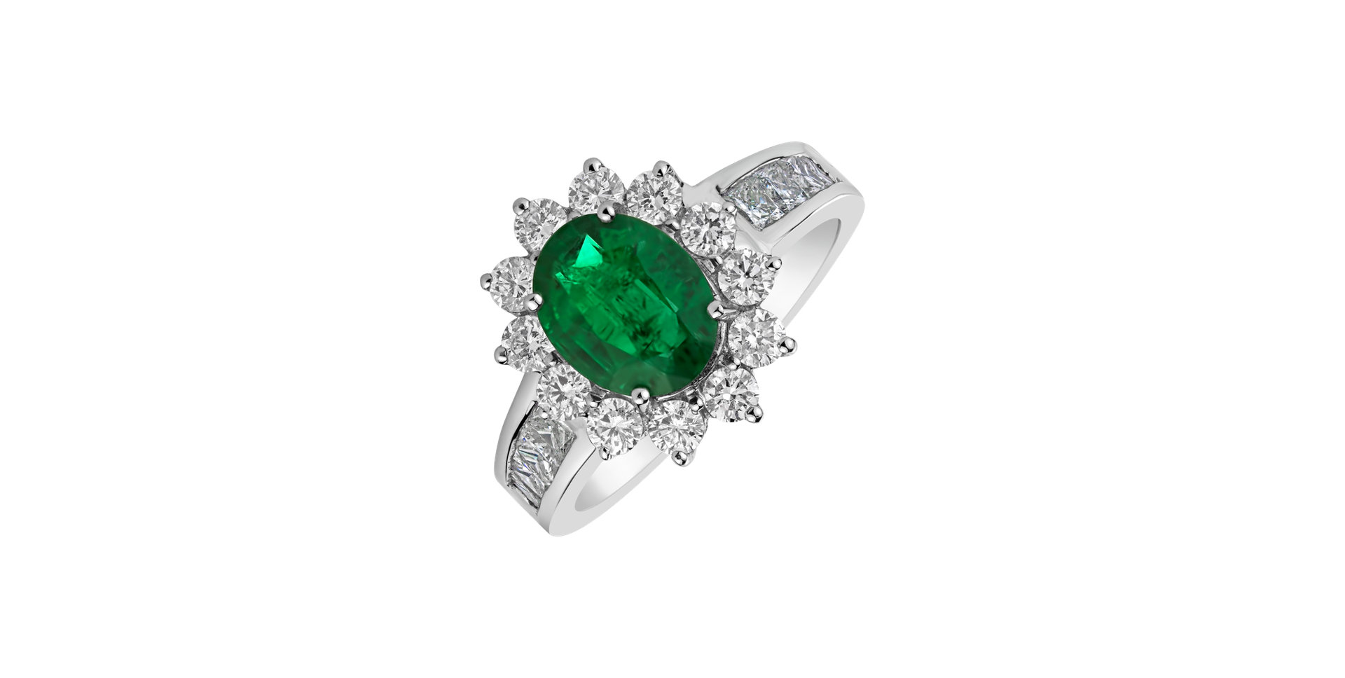 Diamond ring with Emerald Versailles Eminence