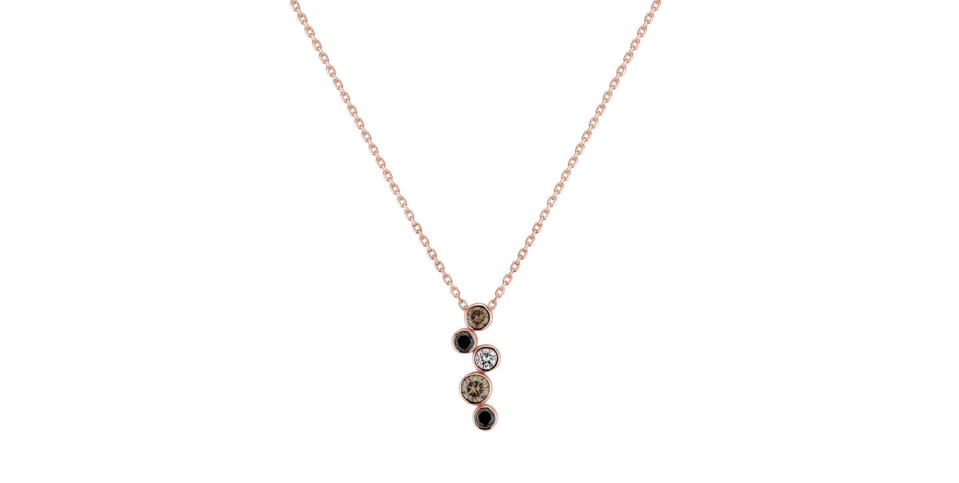 Necklace with white, brown and black diamonds Luminescent Euphoria