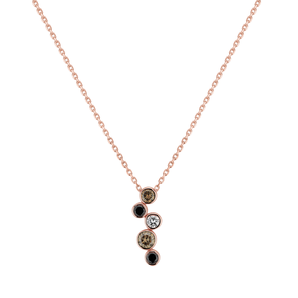 Necklace with white, brown and black diamonds Luminescent Euphoria