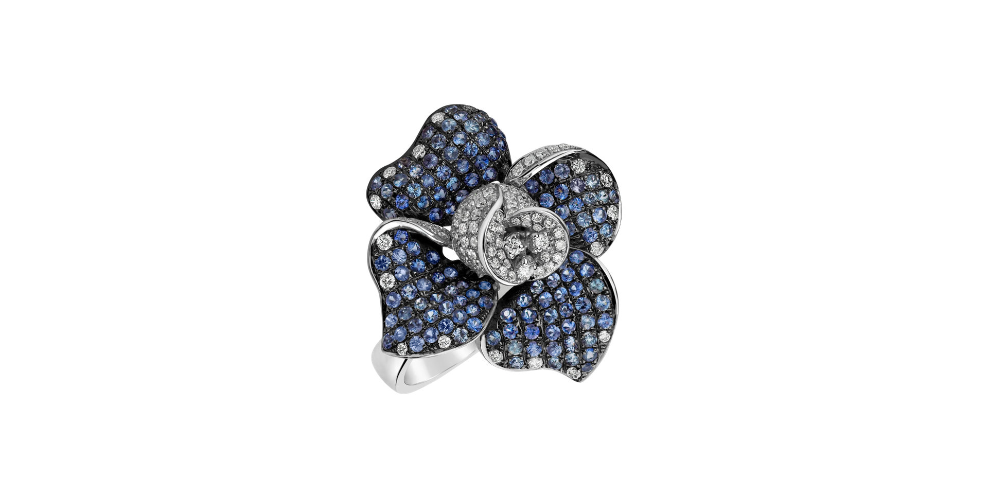 Diamond ring with Sapphire Passion Orchid