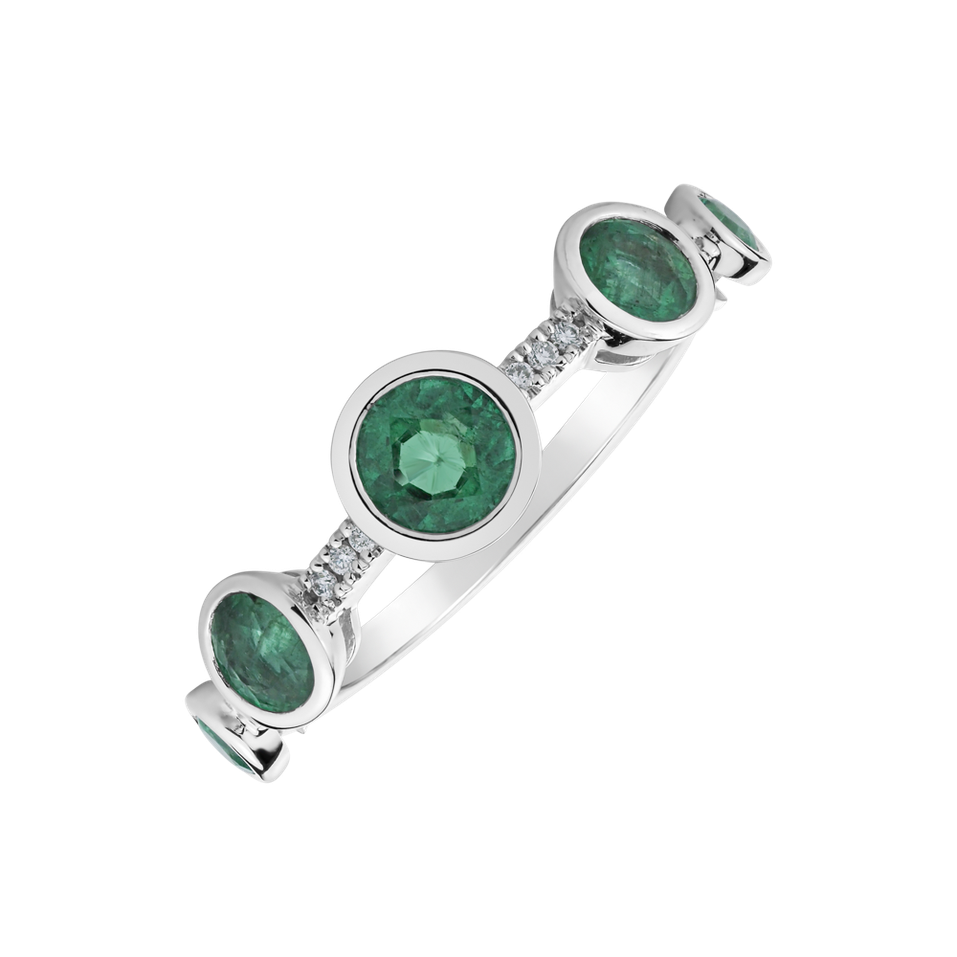 Diamond ring with Emerald Galaxy of Passion