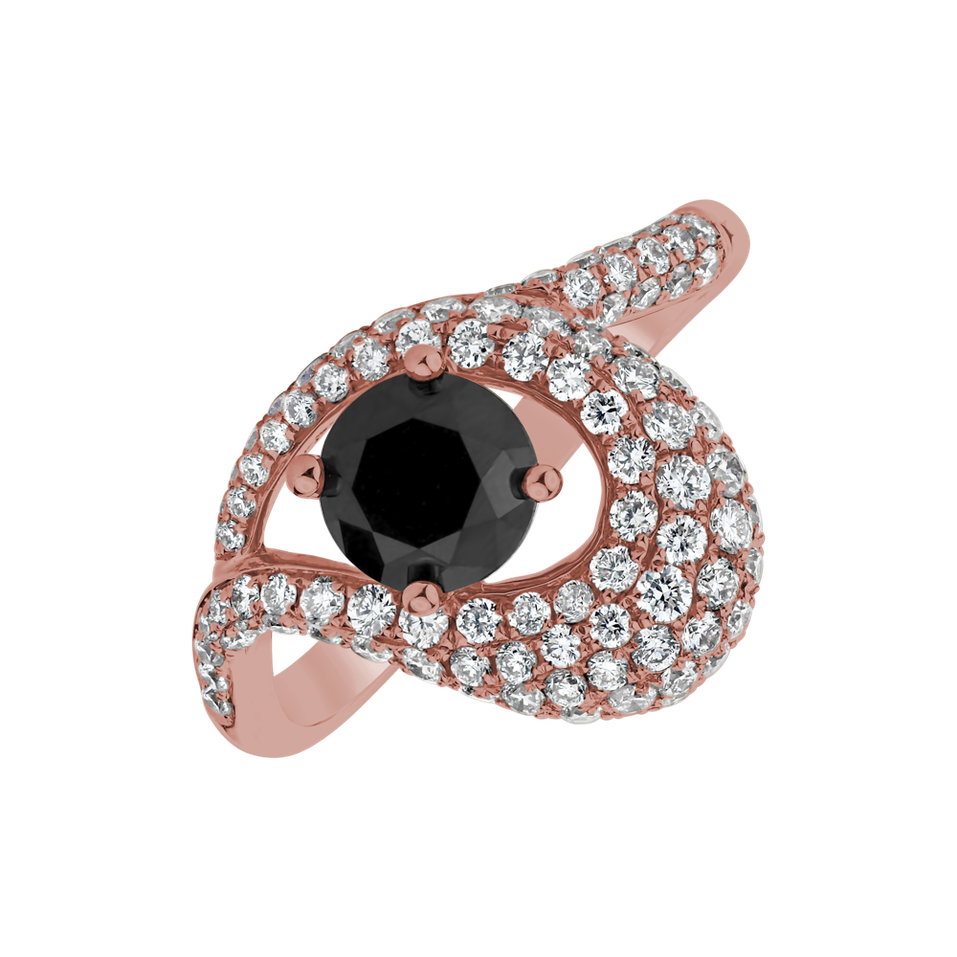 Ring with black and white diamonds Gem of Midnight