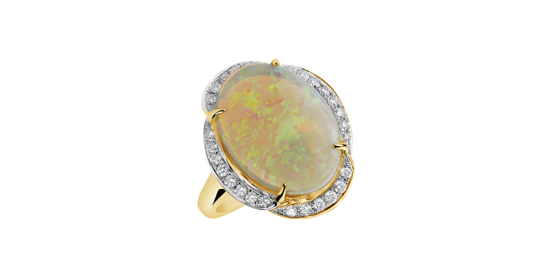 Diamond ring with Opal Sabrina