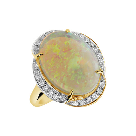 Diamond ring with Opal Sabrina