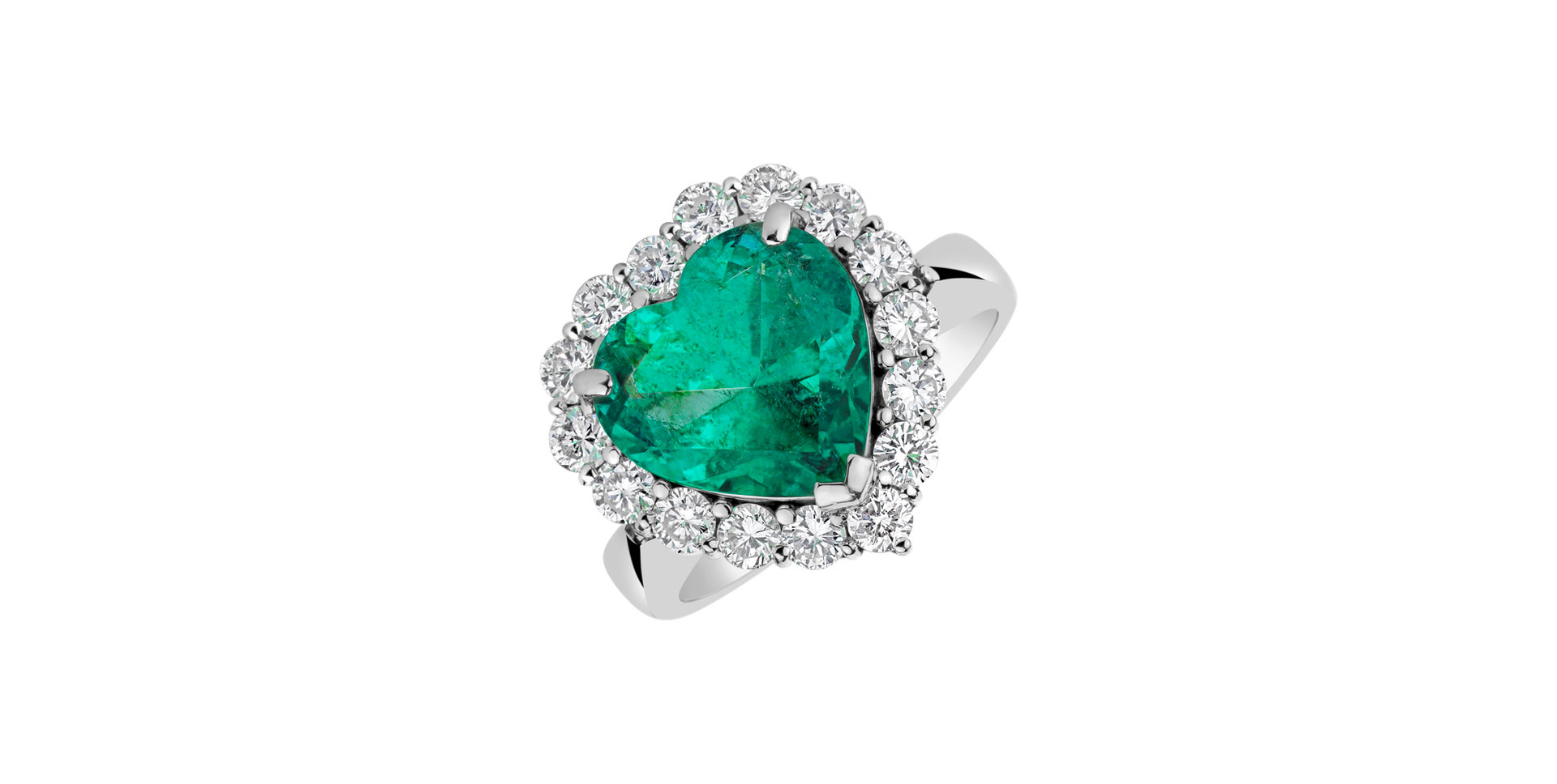 Diamond ring with Emerald Gem of Love