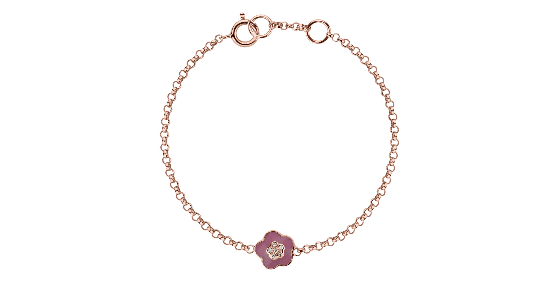 Diamond bracelet with Enamel Baby Flower