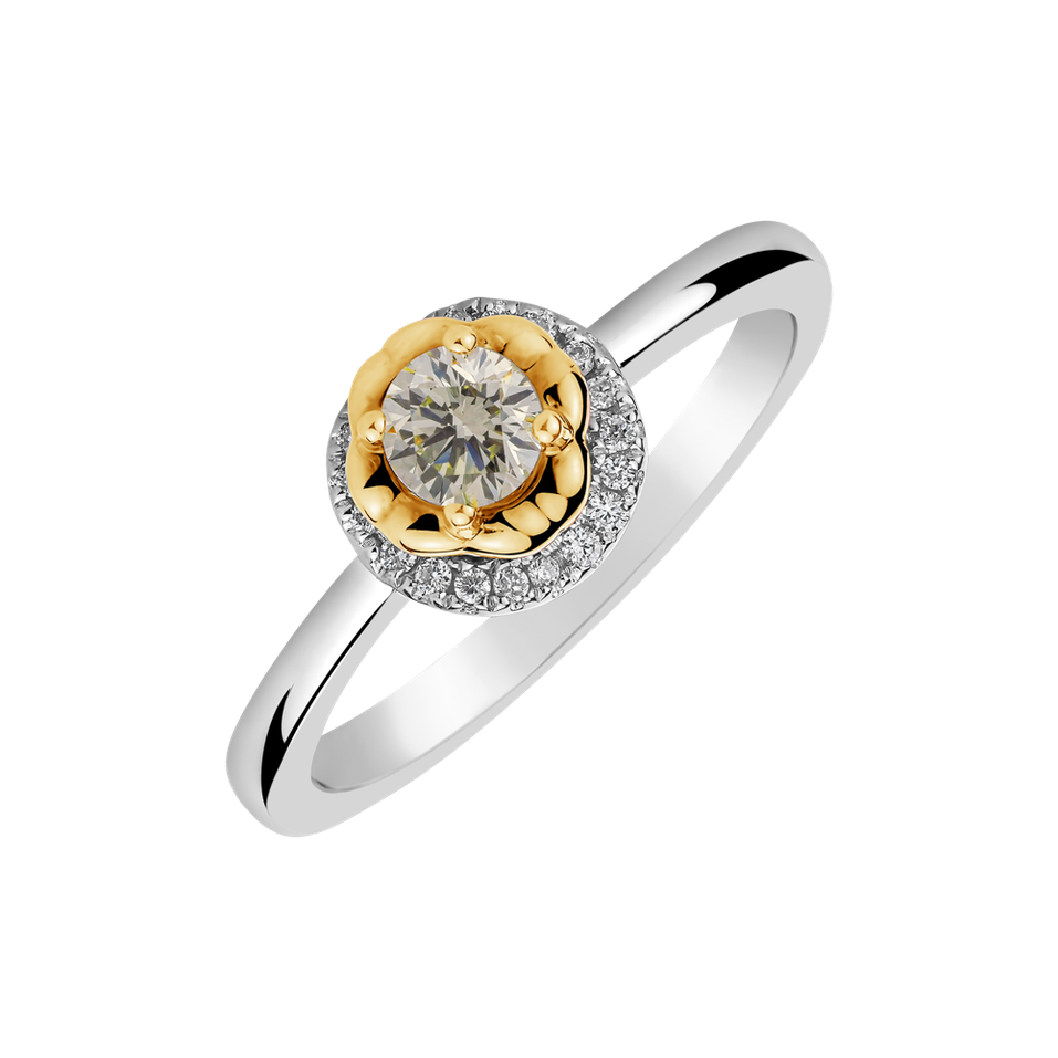 Ring with yellow and white diamonds Endless Sunshine