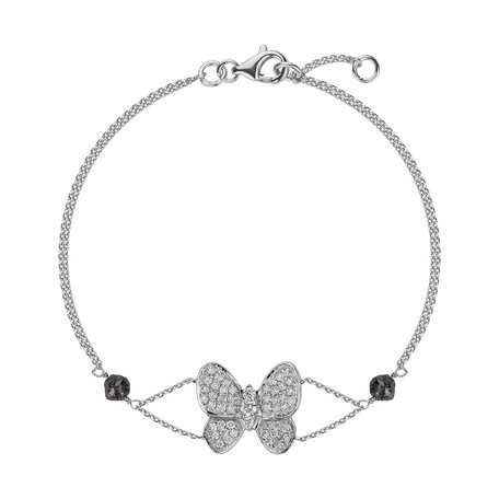 Bracelet with black and white diamonds Divine Butterfly