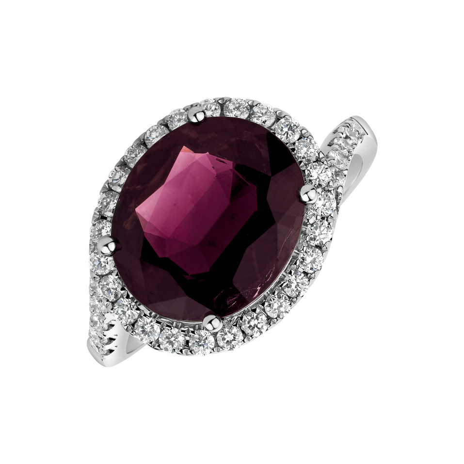 Diamond ring with Tourmalíne Red Darling