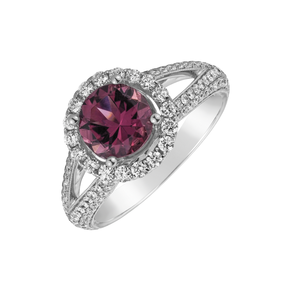 Diamond ring with Tourmalíne Red Desire