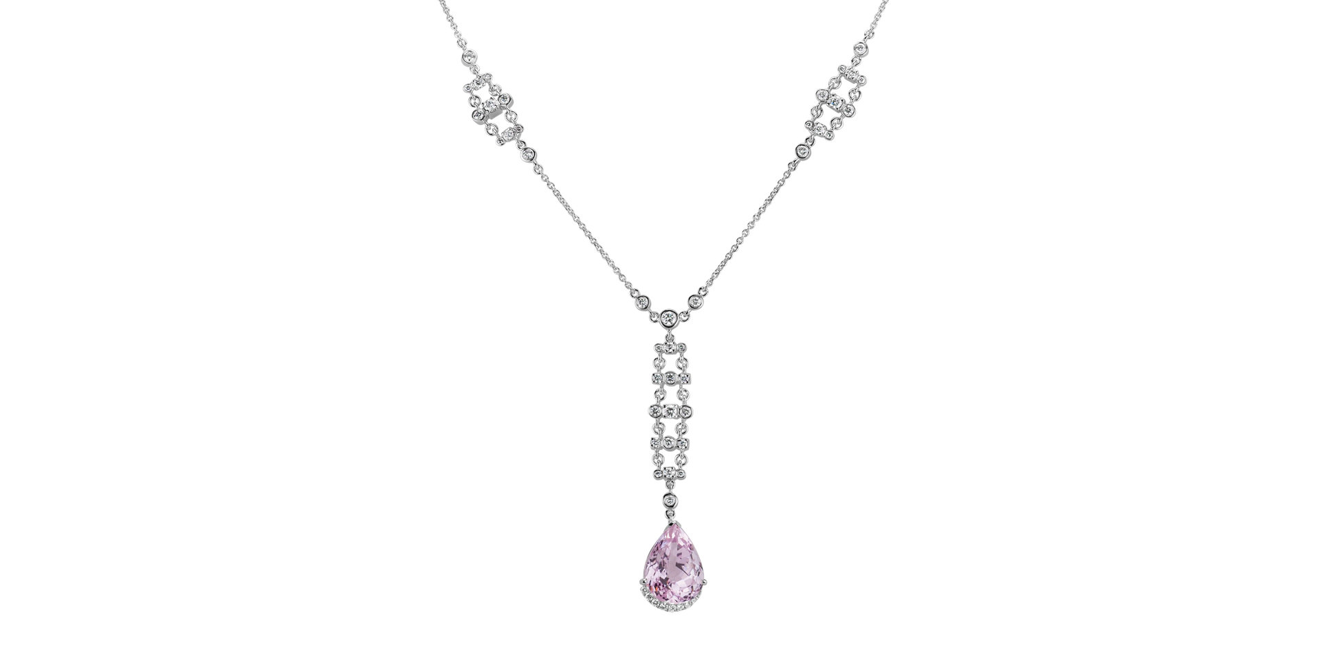 Necklace with Kunzite and diamonds Purple Lonely