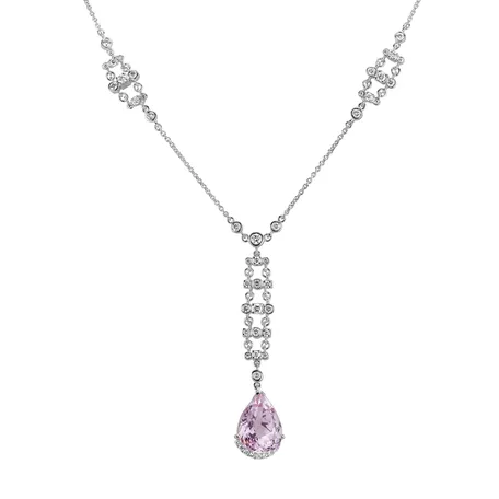 Necklace with Kunzite and diamonds Purple Lonely
