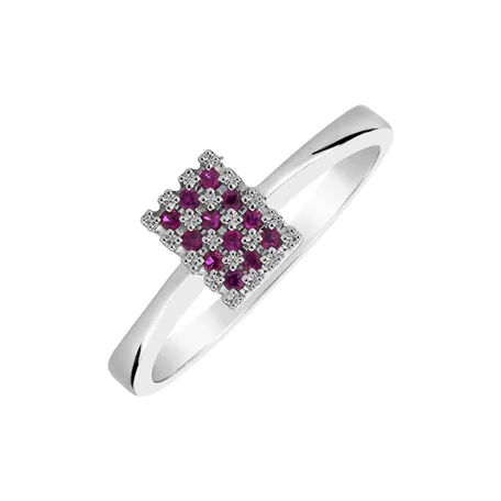 Diamond ring with Ruby Galaxy Mosaic