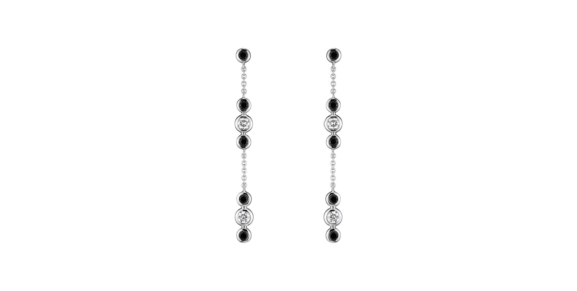 Earrings with black and white diamonds Miracle Waterfall