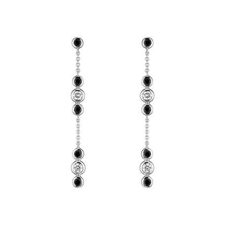 Earrings with black and white diamonds Miracle Waterfall