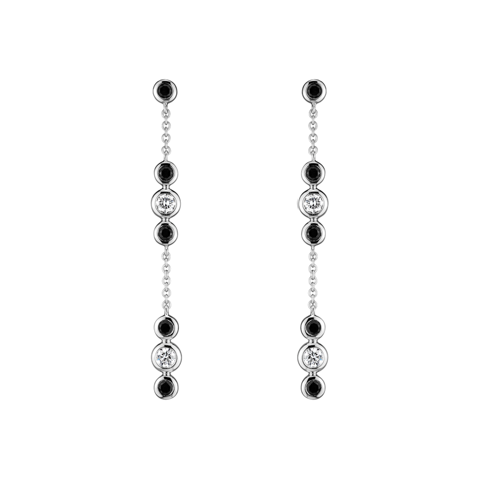 Earrings with black and white diamonds Miracle Waterfall