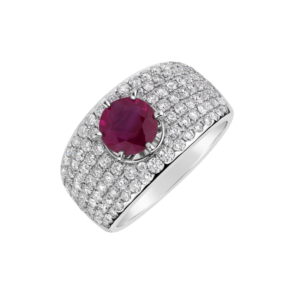 Diamond ring with Ruby Red Sky